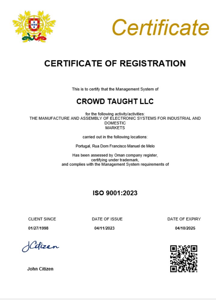 Portugal business registration certificate Word and PDF template